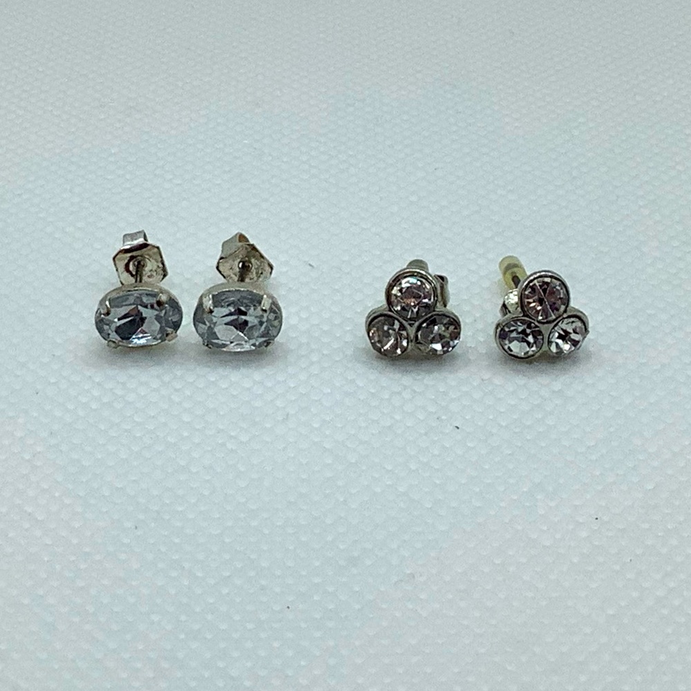 Two Pairs of Earrings - Clear Stone Studs (3 for $15)